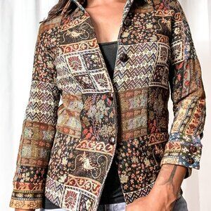 Coldwater Creek Patchwork Floral Paisley Blazer Size Small